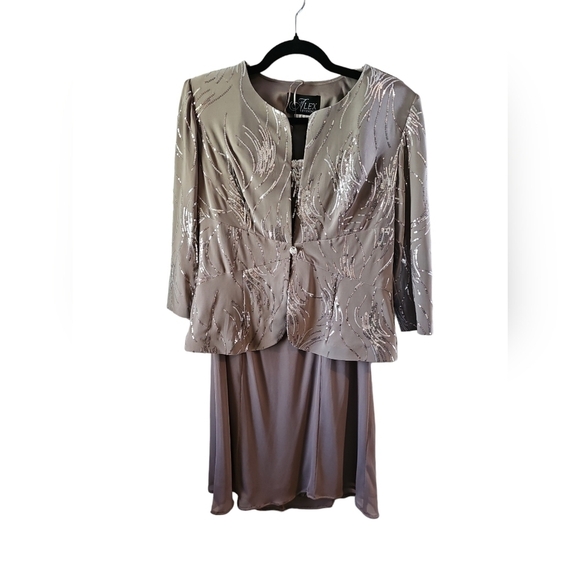 Alex Evenings sz 6/8 stone gray Mother of the Bride formal dress new - Picture 4 of 9